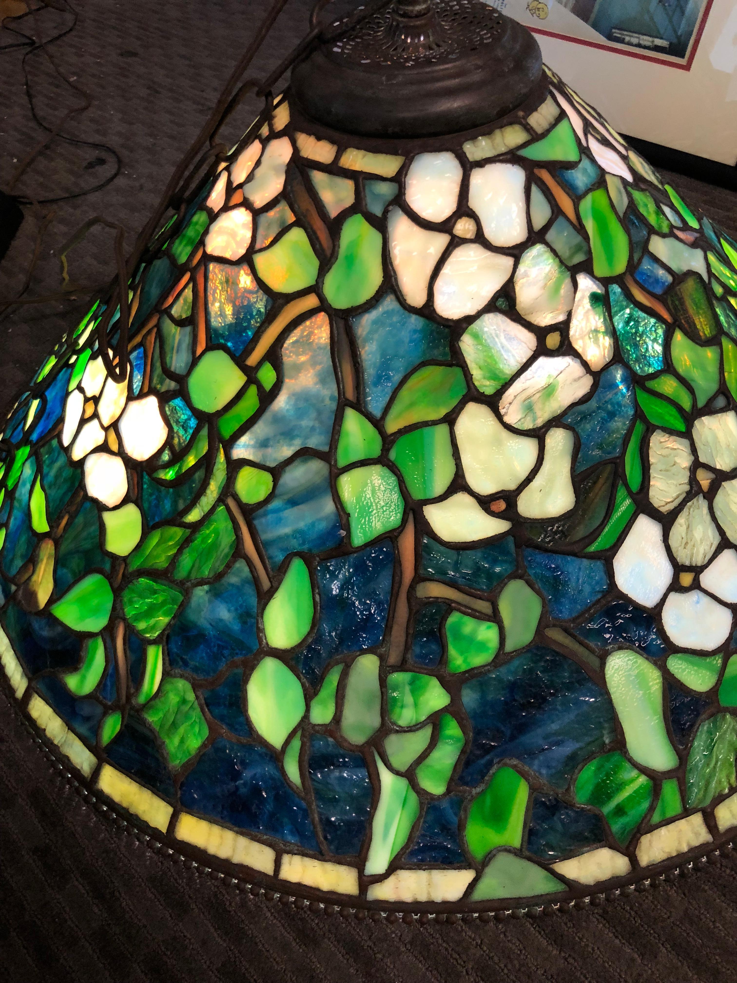 Tiffany Studios Reproduction Stained Glass Mosaic Chandelier by Paul Crist 1