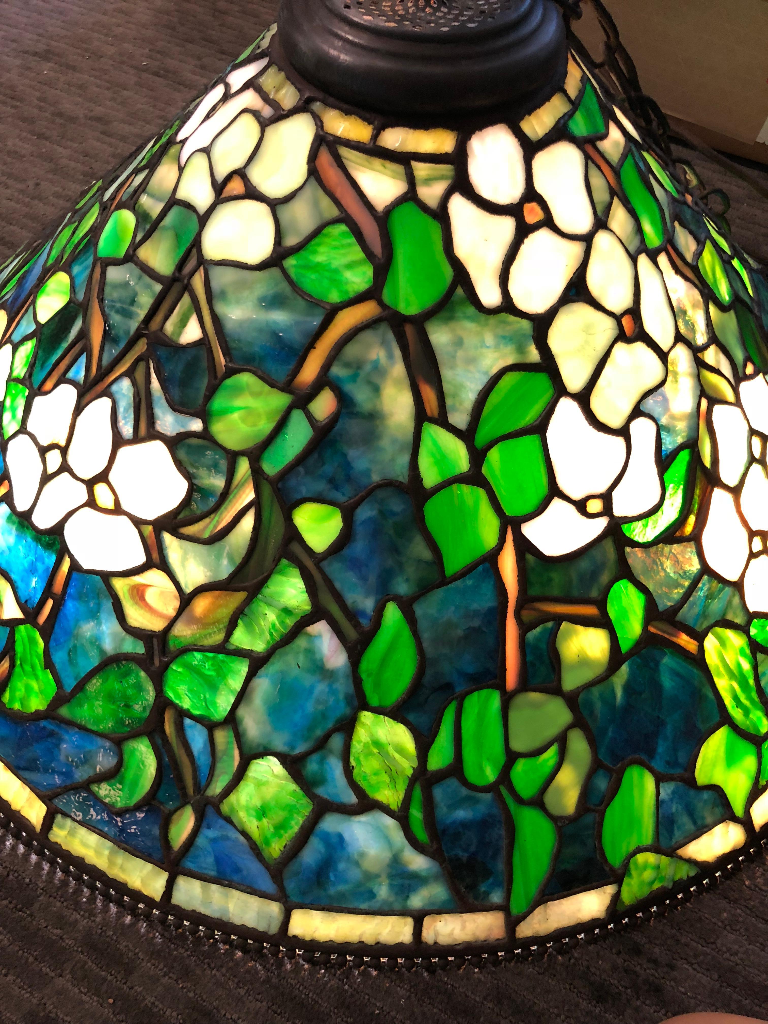 Tiffany Studios Reproduction Stained Glass Mosaic Chandelier by Paul Crist 2