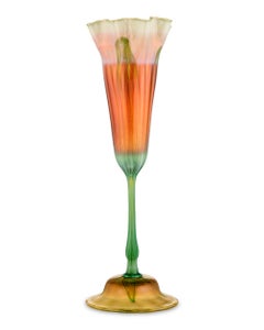 Tiffany Studios Ruffled Rim Floriform Glass Vase
