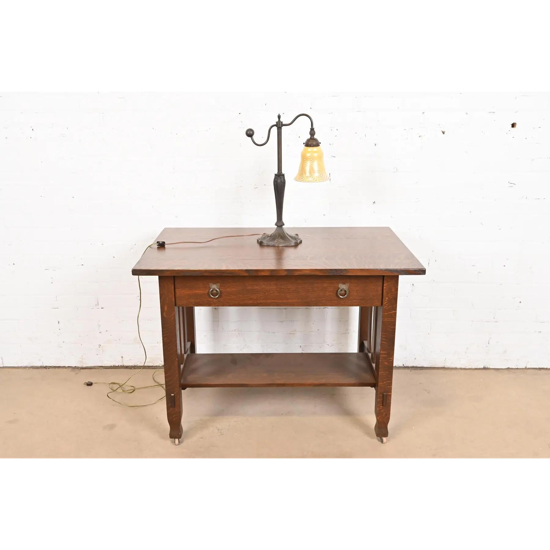 Tiffany Studios Style Art Nouveau Bronze Counterbalance Desk Lamp For Sale 7