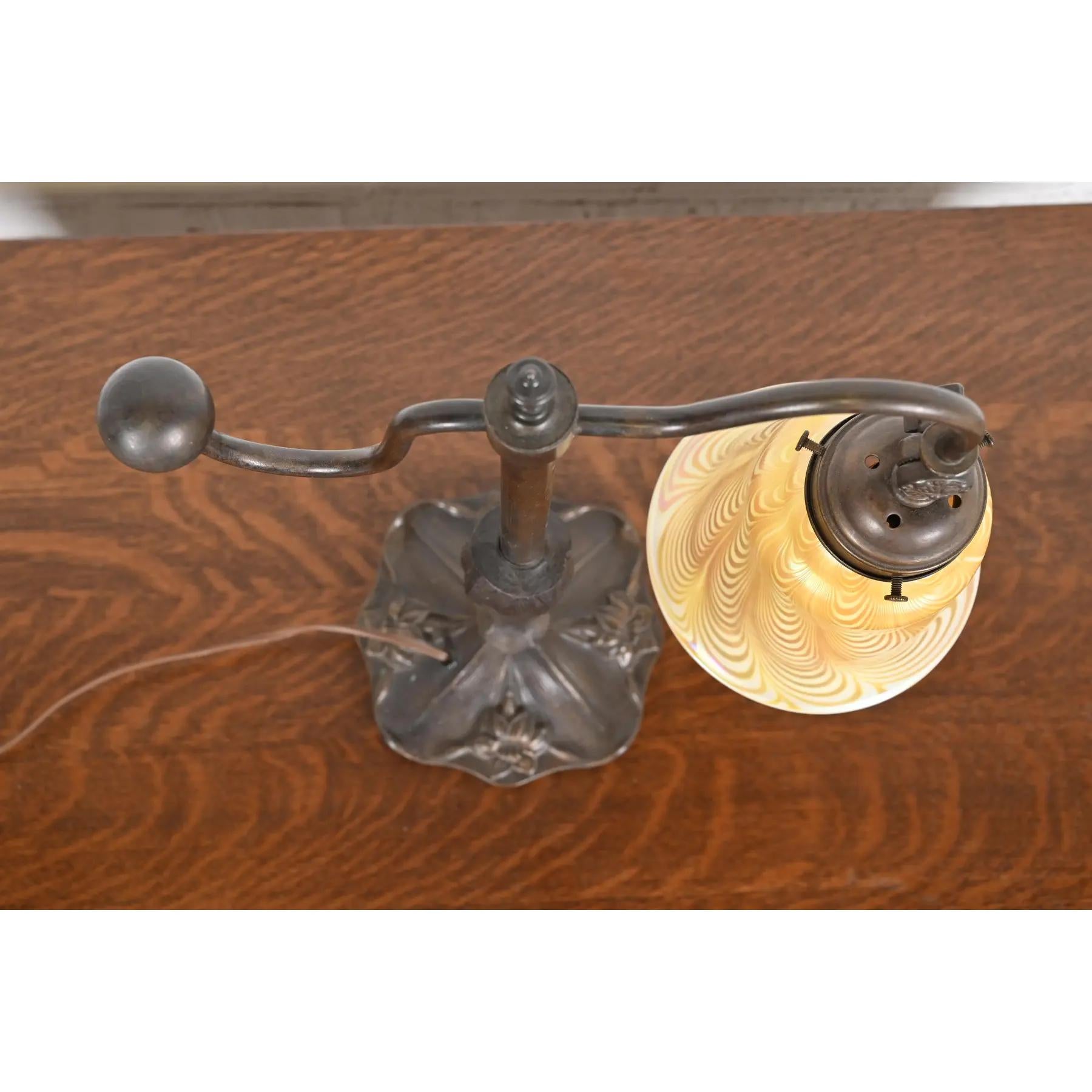 Tiffany Studios Style Art Nouveau Bronze Counterbalance Desk Lamp For Sale 1
