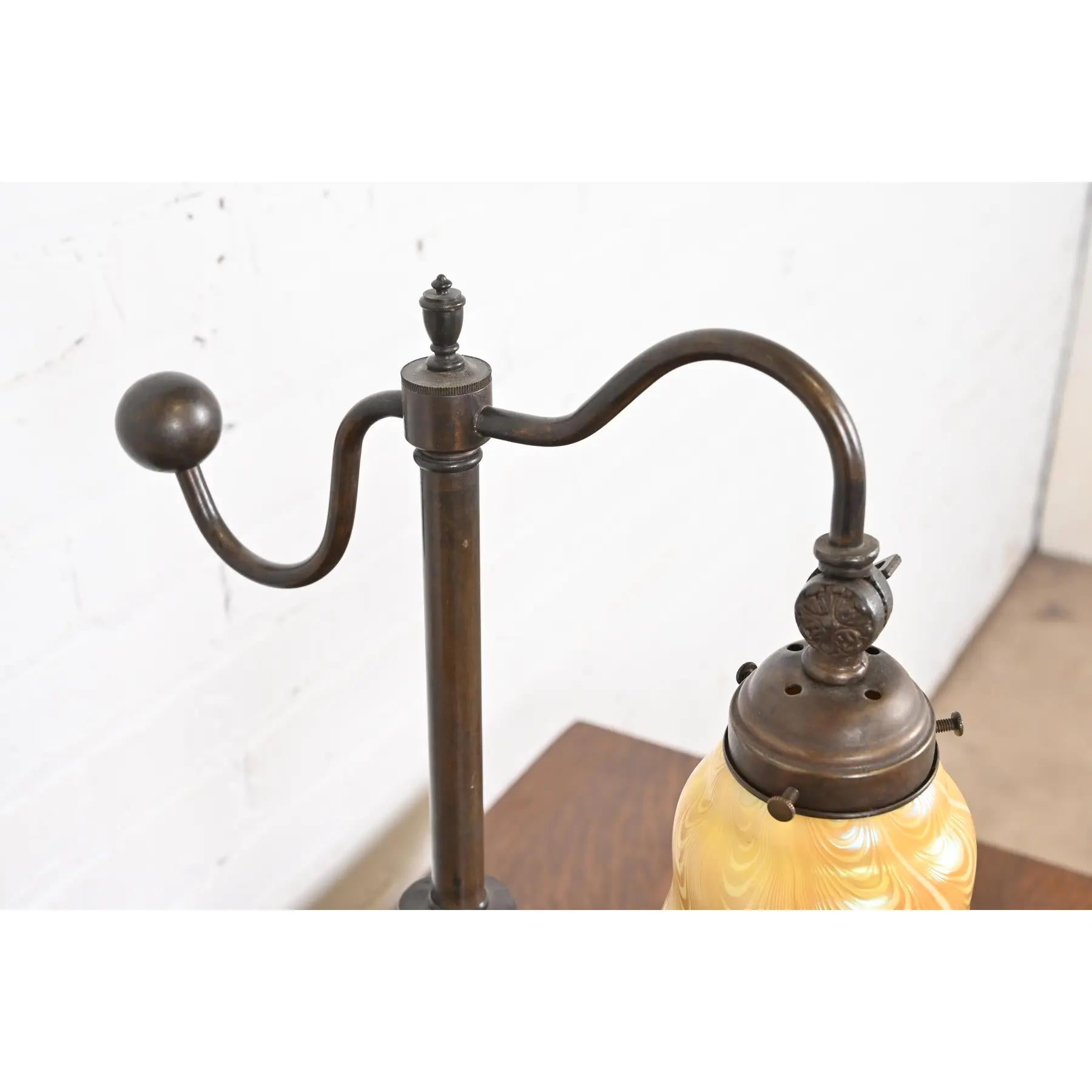 Tiffany Studios Style Art Nouveau Bronze Counterbalance Desk Lamp For Sale 2