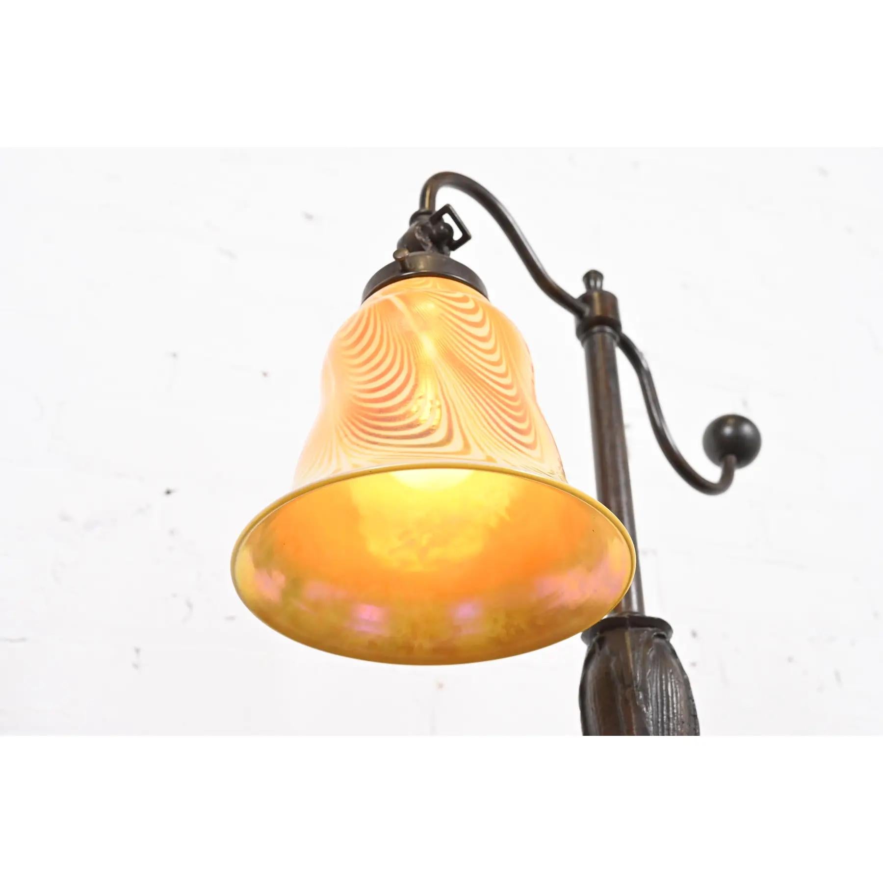 Tiffany Studios Style Art Nouveau Bronze Counterbalance Desk Lamp For Sale 3