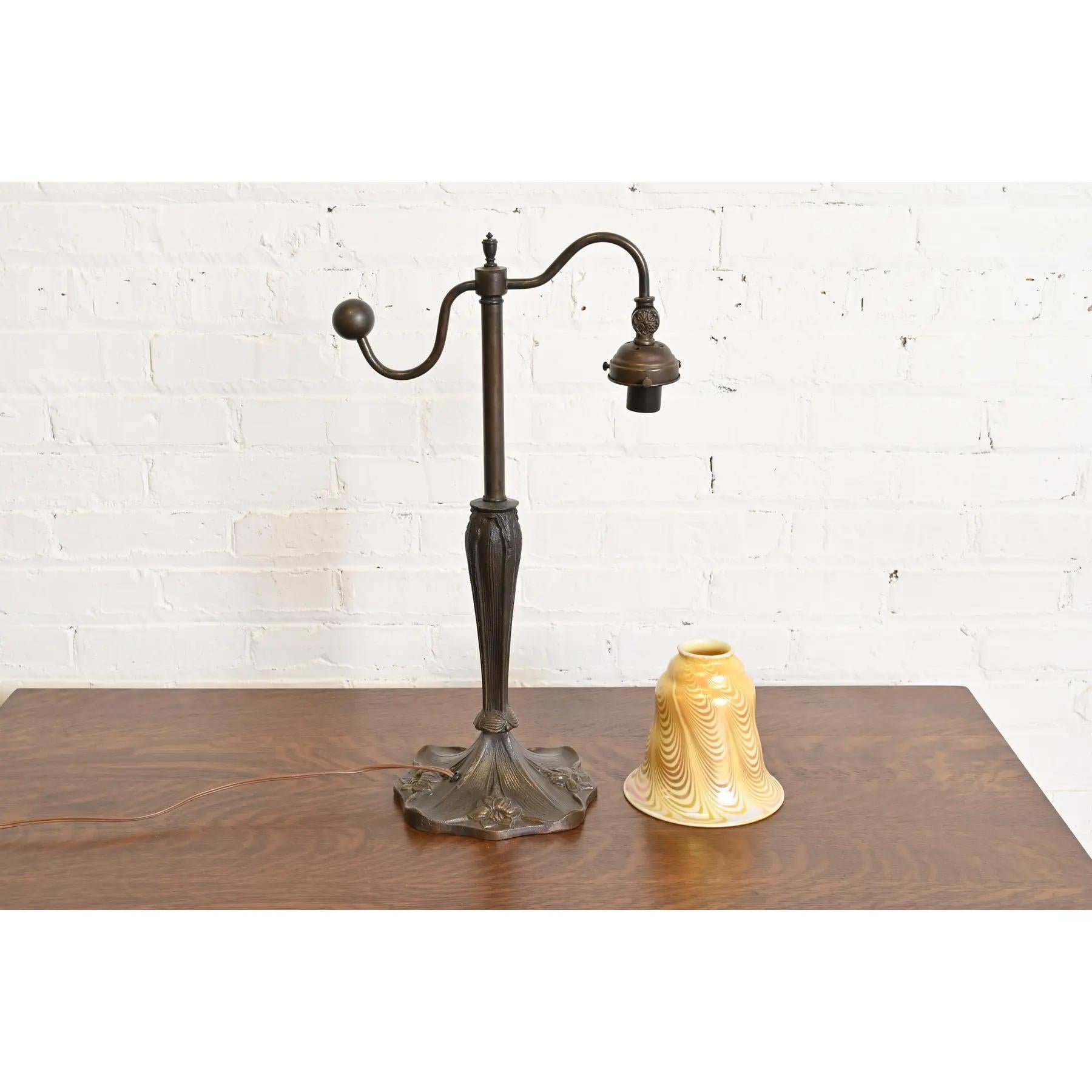 Tiffany Studios Style Art Nouveau Bronze Counterbalance Desk Lamp For Sale 4