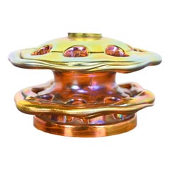 Antique Tiffany Studios Style Iridescent Favrile Glass Flower Frog