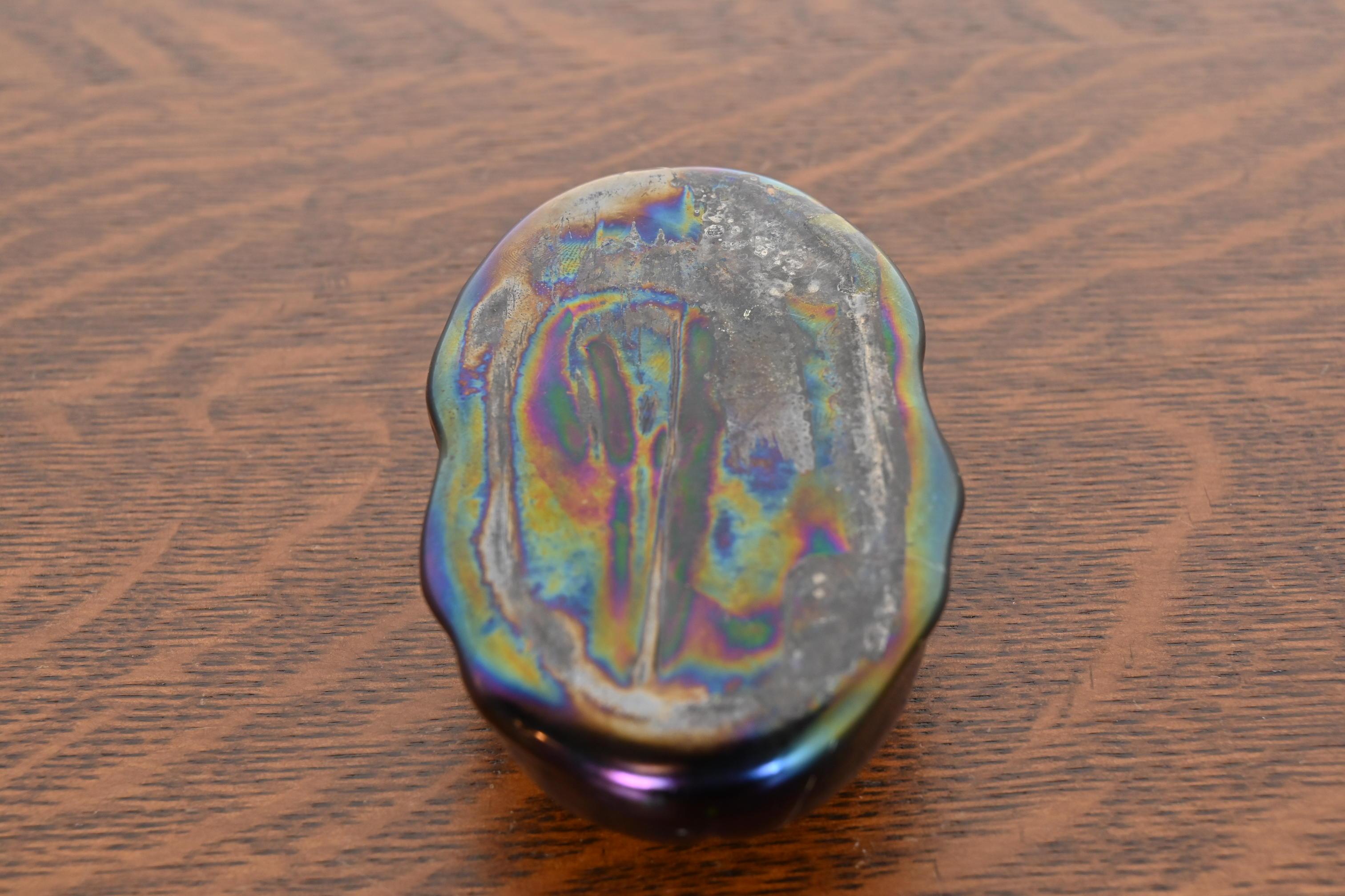 Tiffany Studios Style Iridescent Favrile Glass Scarab Paperweight 4
