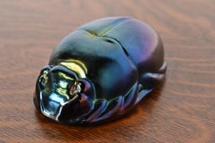 Tiffany Studios Style Iridescent Favrile Glass Scarab Paperweight