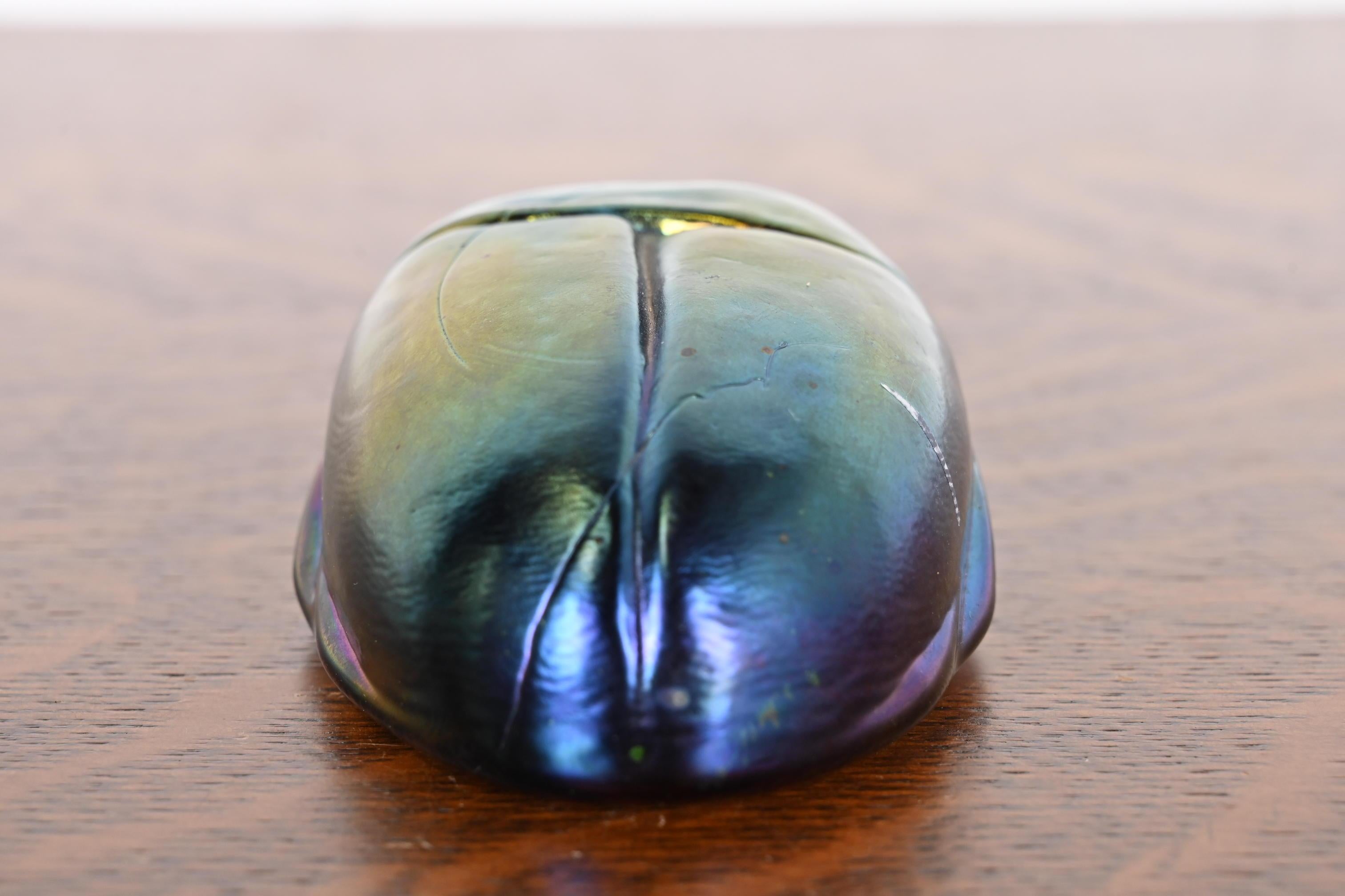 Tiffany Studios Style Iridescent Favrile Glass Scarab Paperweight 2