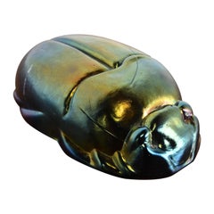 Tiffany Studios Style Iridescent Favrile Glass Scarab Paperweight
