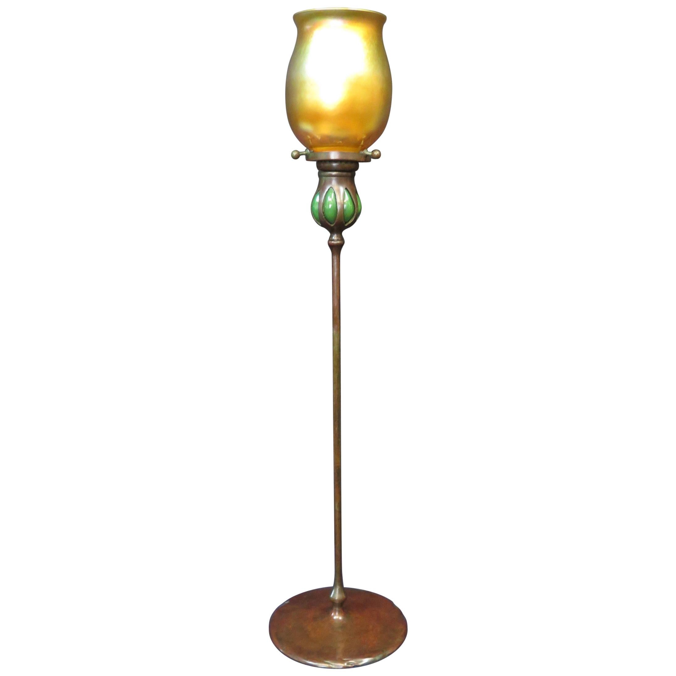 Tiffany Studios Tall Candlestick with Tiffany Studios Shade