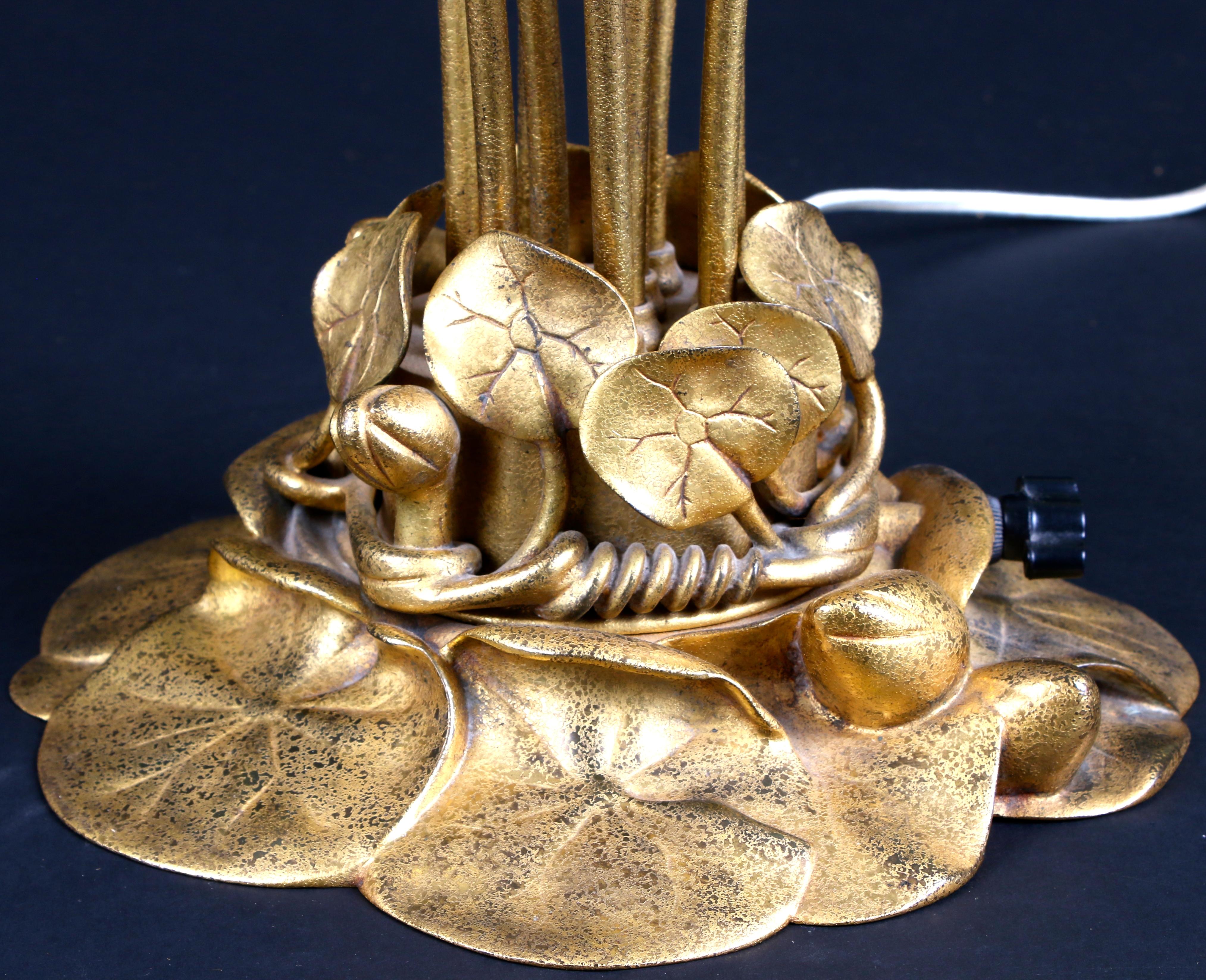 Bronze Tiffany Studios Ten-Light Lily Lamp For Sale