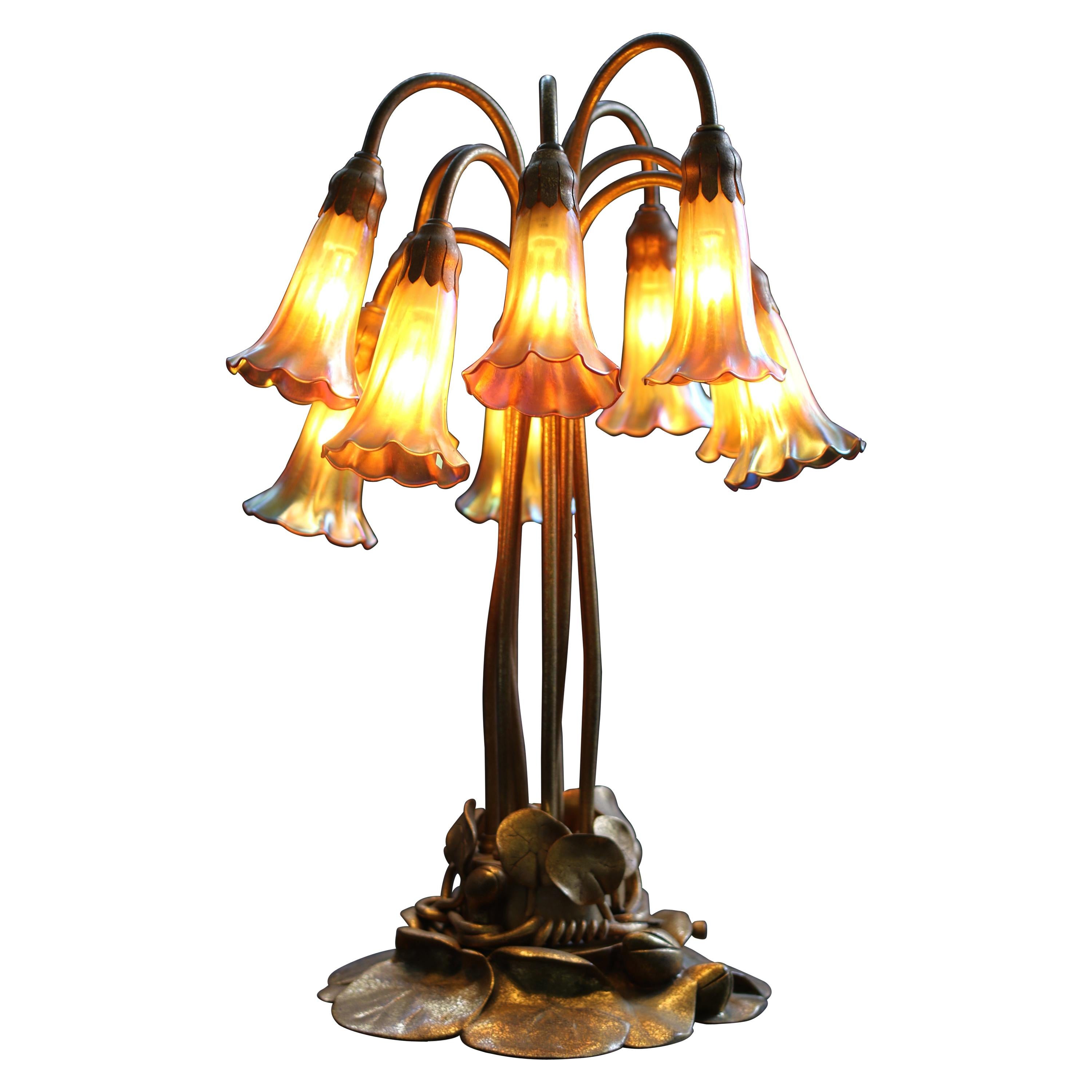 Tiffany Studios Ten-Light Lily Lamp For Sale
