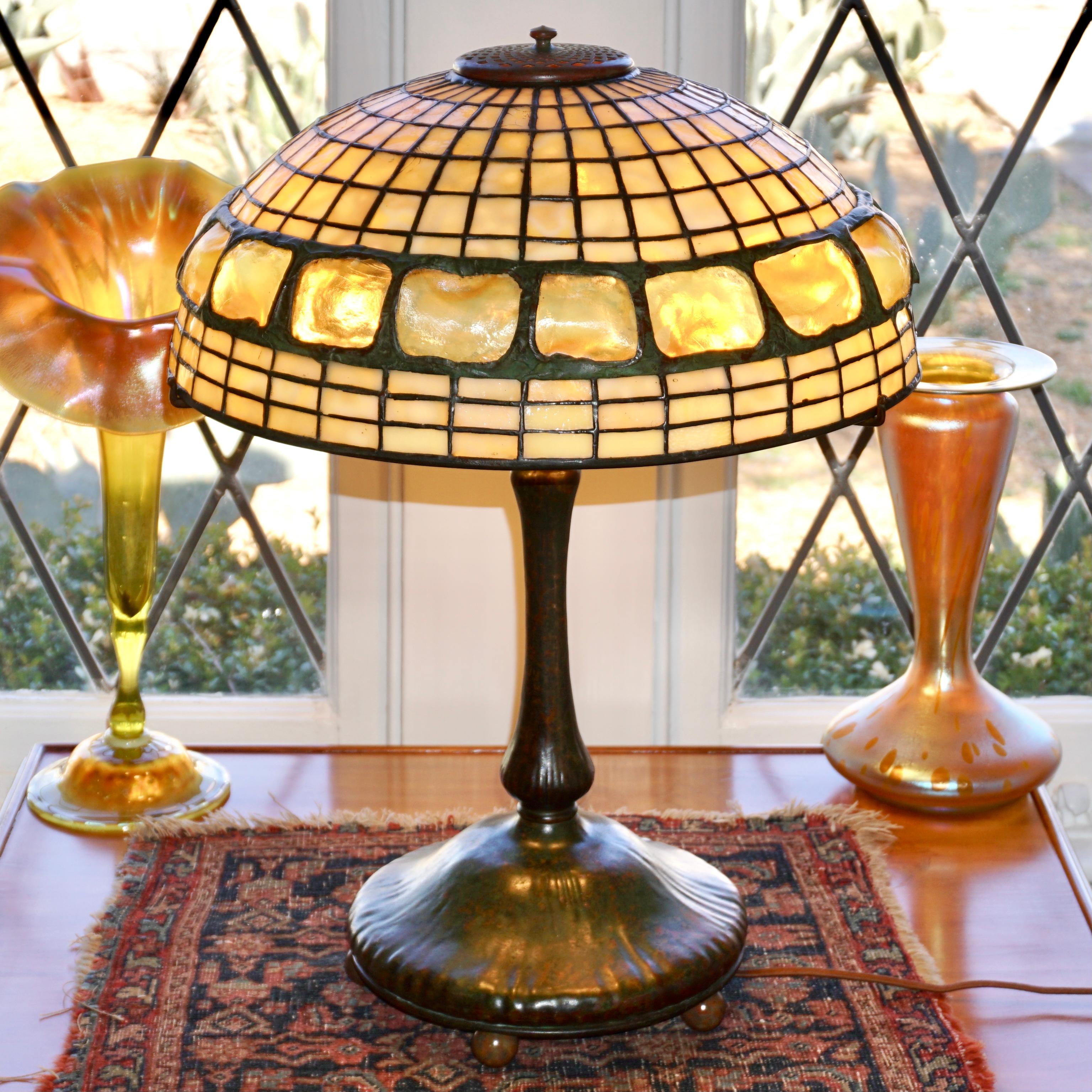 Art Nouveau Tiffany Studios Turtleback Table Lamp