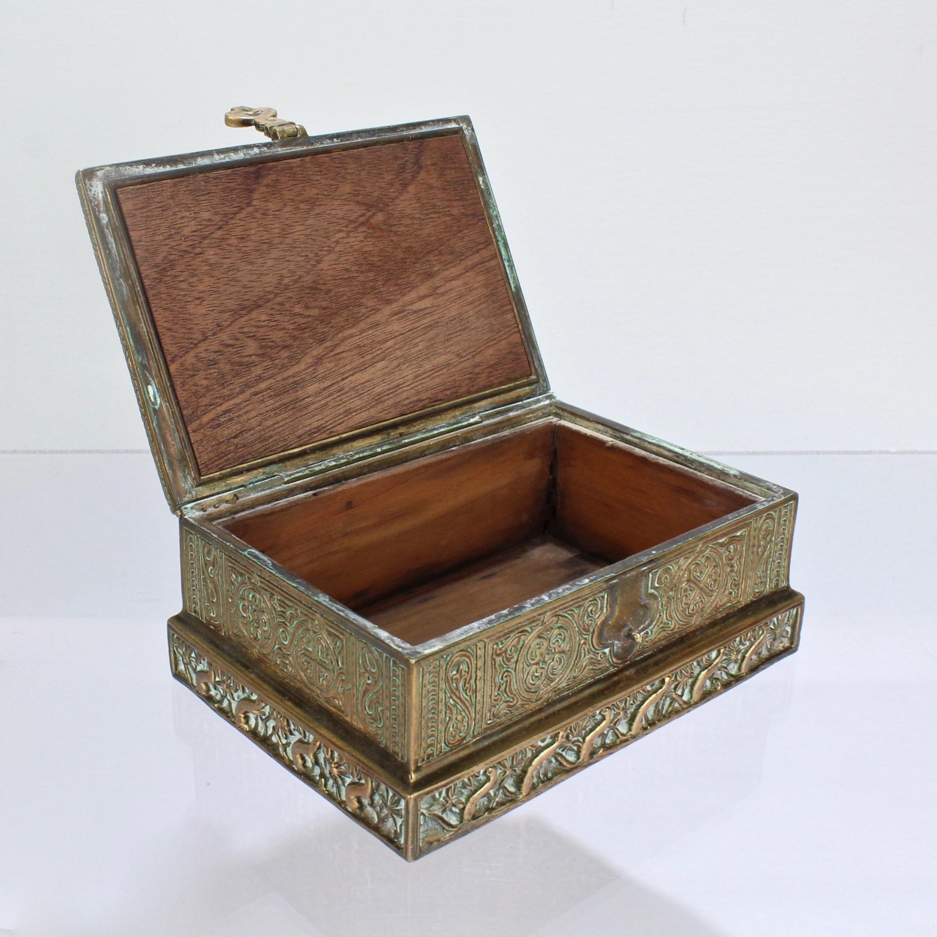 Tiffany Studios Venetian Pattern Bronze Desk or Dresser Box No. 1680  2