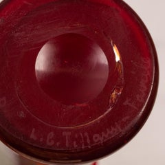 Tiffany Studios Very Fine Decorated Ruby Red Favrile Glass Vase