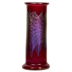 Tiffany Studios Very Fine Decorated Ruby Red Favrile Glass Vase