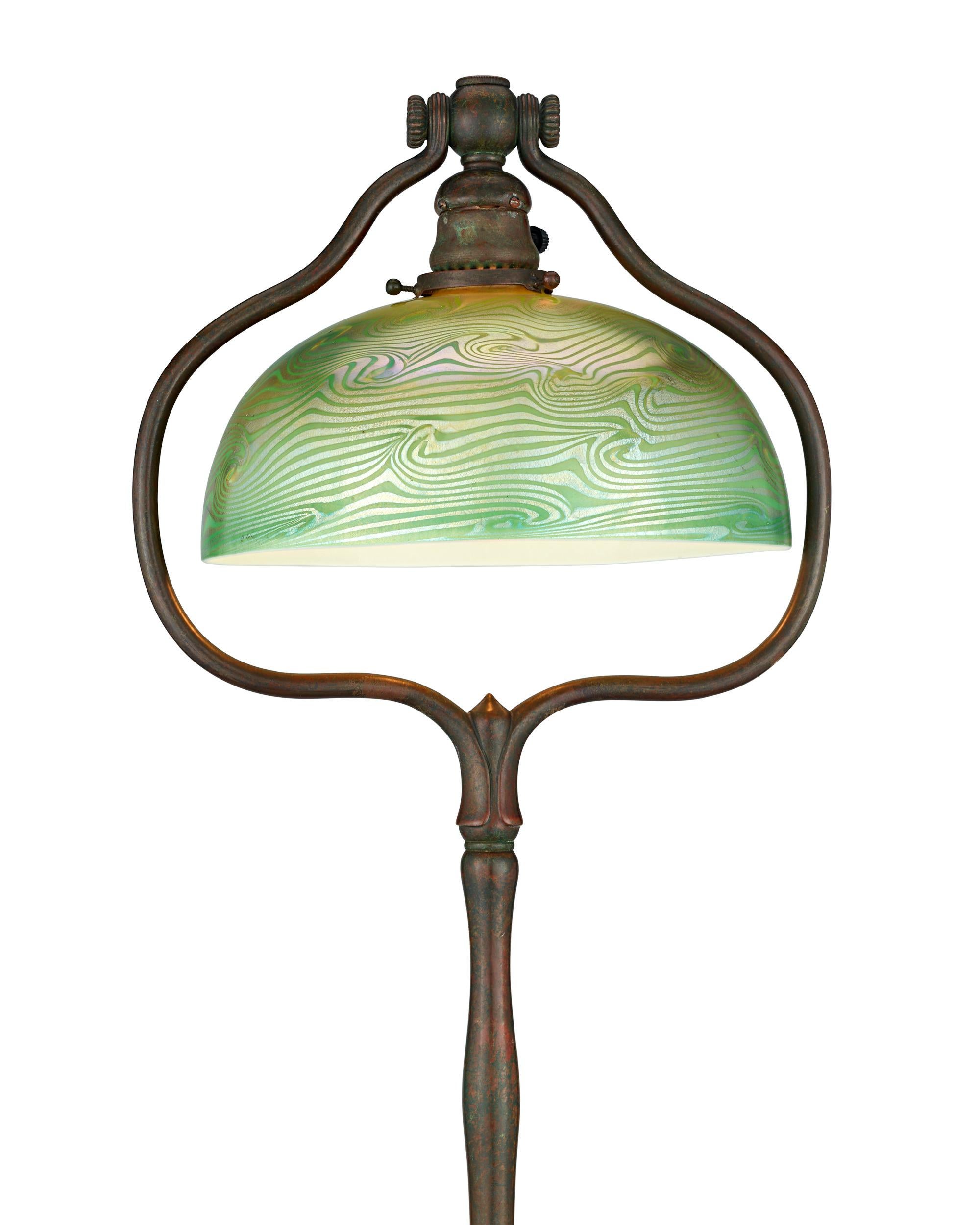 American Tiffany Studios Wave Glass Floor Lamp For Sale