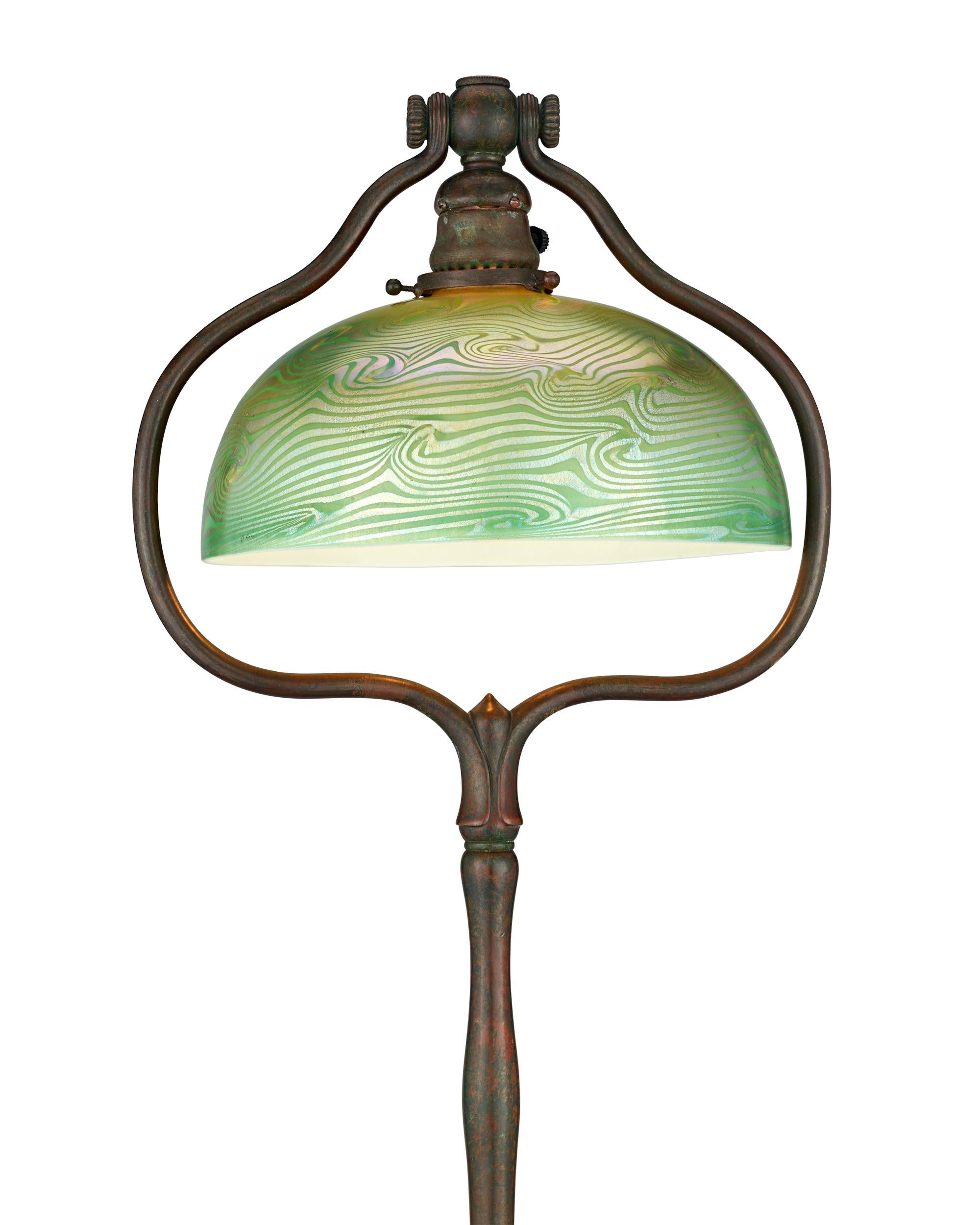 American Tiffany Studios Wave Glass Floor Lamp