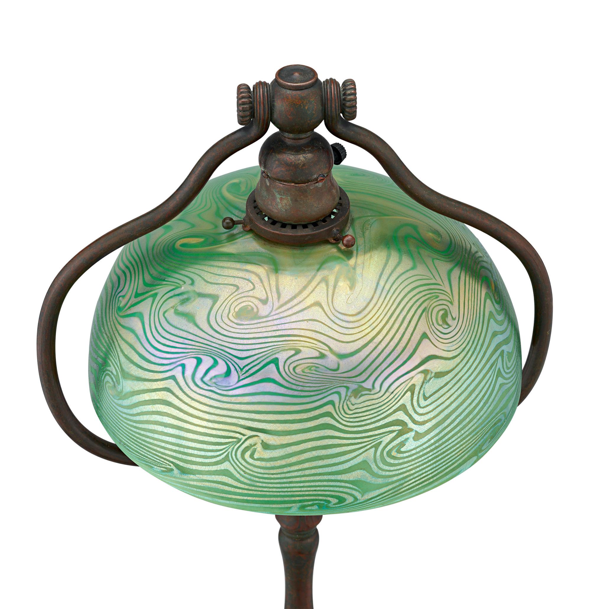 20th Century Tiffany Studios Wave Glass Floor Lamp For Sale