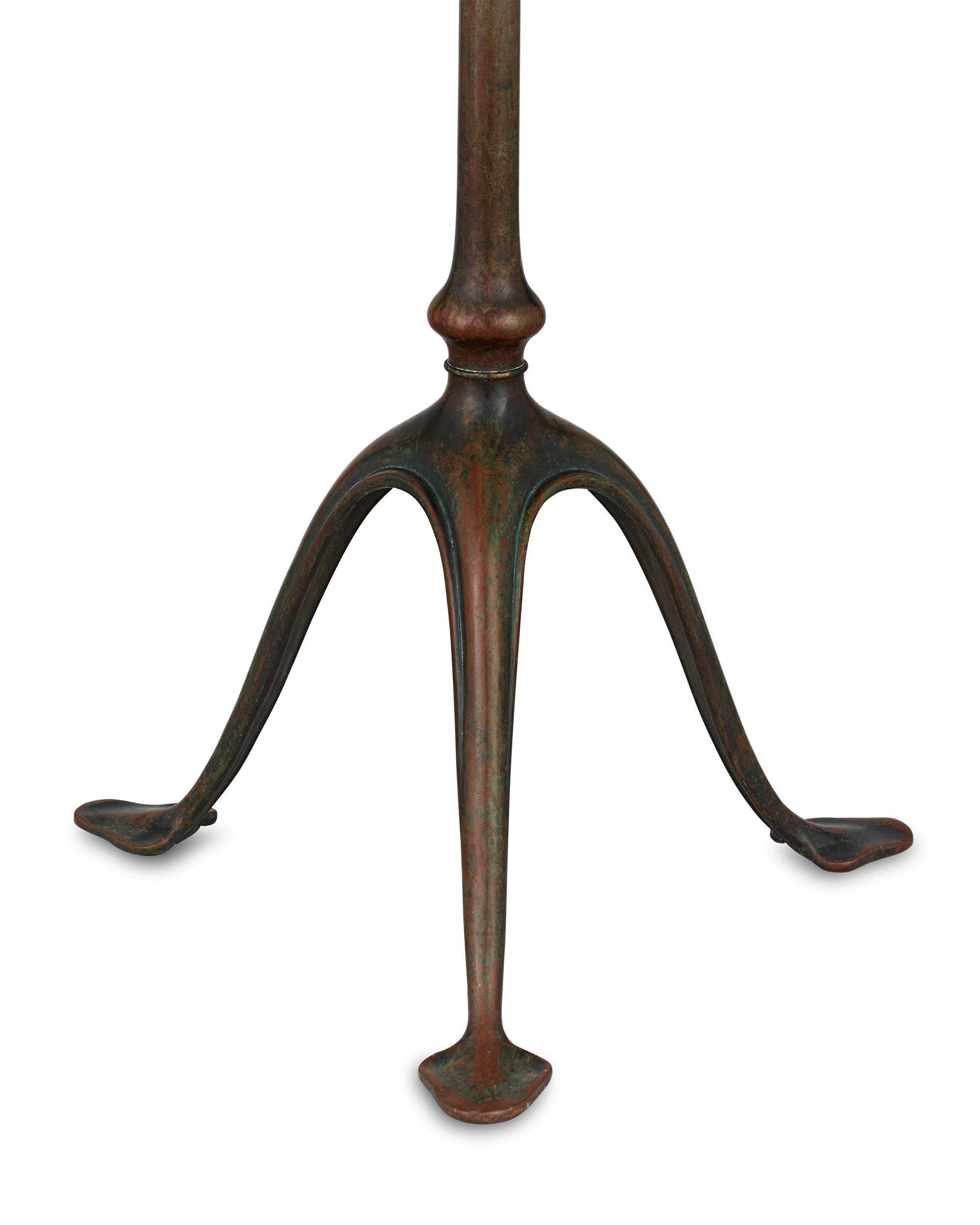 Bronze Tiffany Studios Wave Glass Floor Lamp