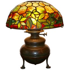 Tiffany Studios Woodbine Stained Glass Table Lamp