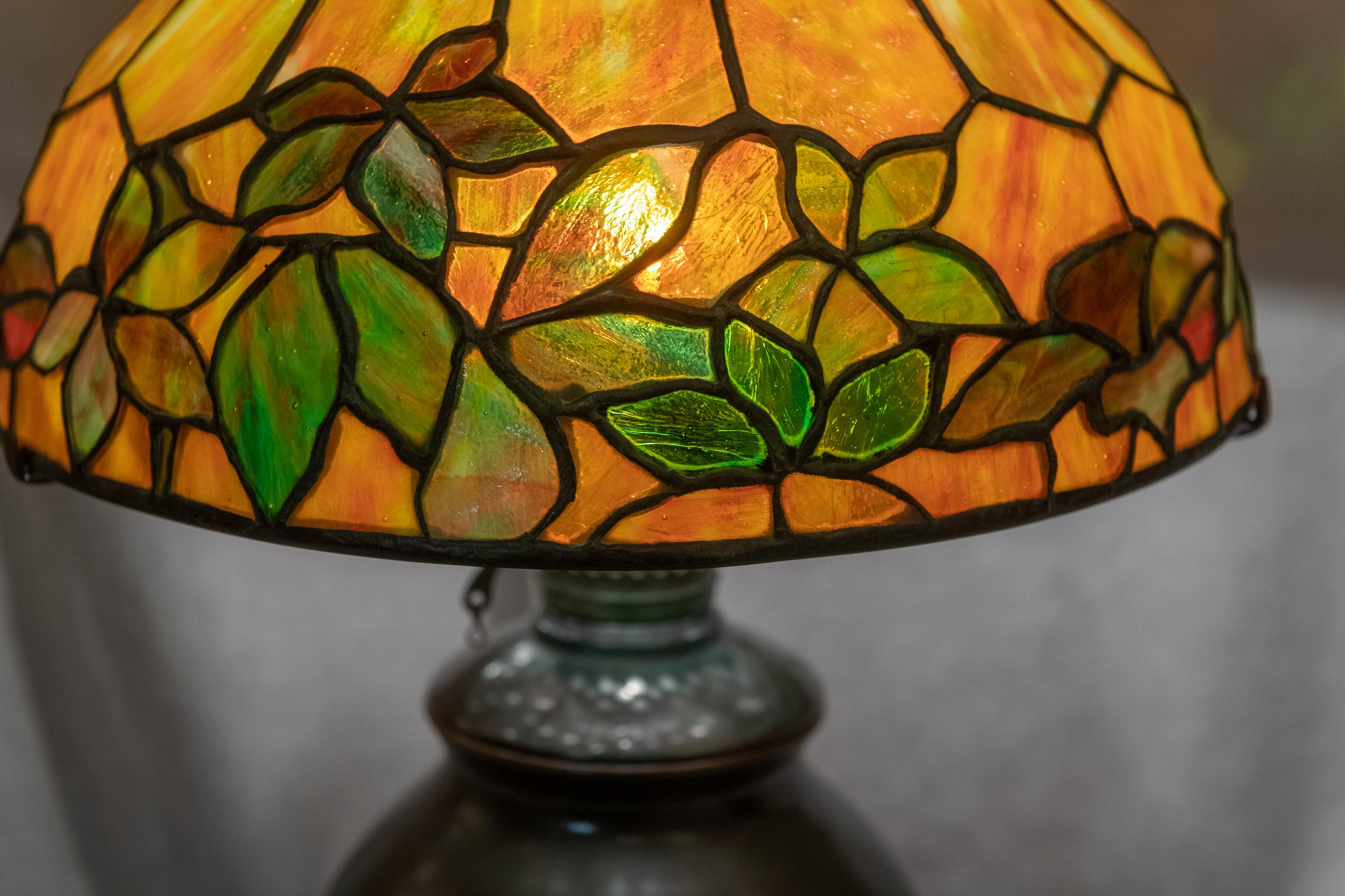 There is a reason why Tiffany is the most sought after of all the great lamp companies from the turn of the century. One just needs to look at the glass and the workmanship. This shade offers some of the richest coloration Tiffany had in his