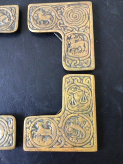 Tiffany Studios Zodiac Bronze Blotter Corners