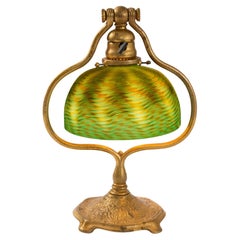 Tiffany Studios "Zodiac Damascene Harp" Desk Lamp