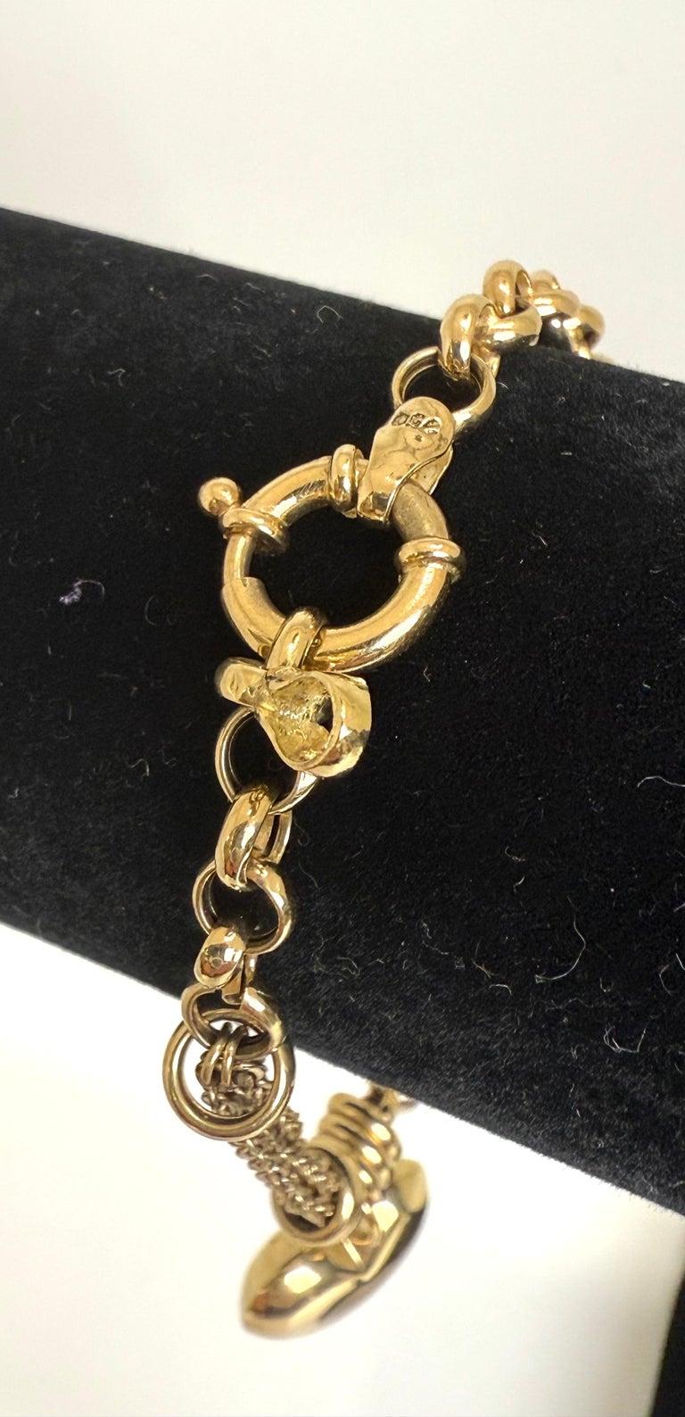 Tiffany Style 18K Gold Heart Charm Bracelet For Sale 6