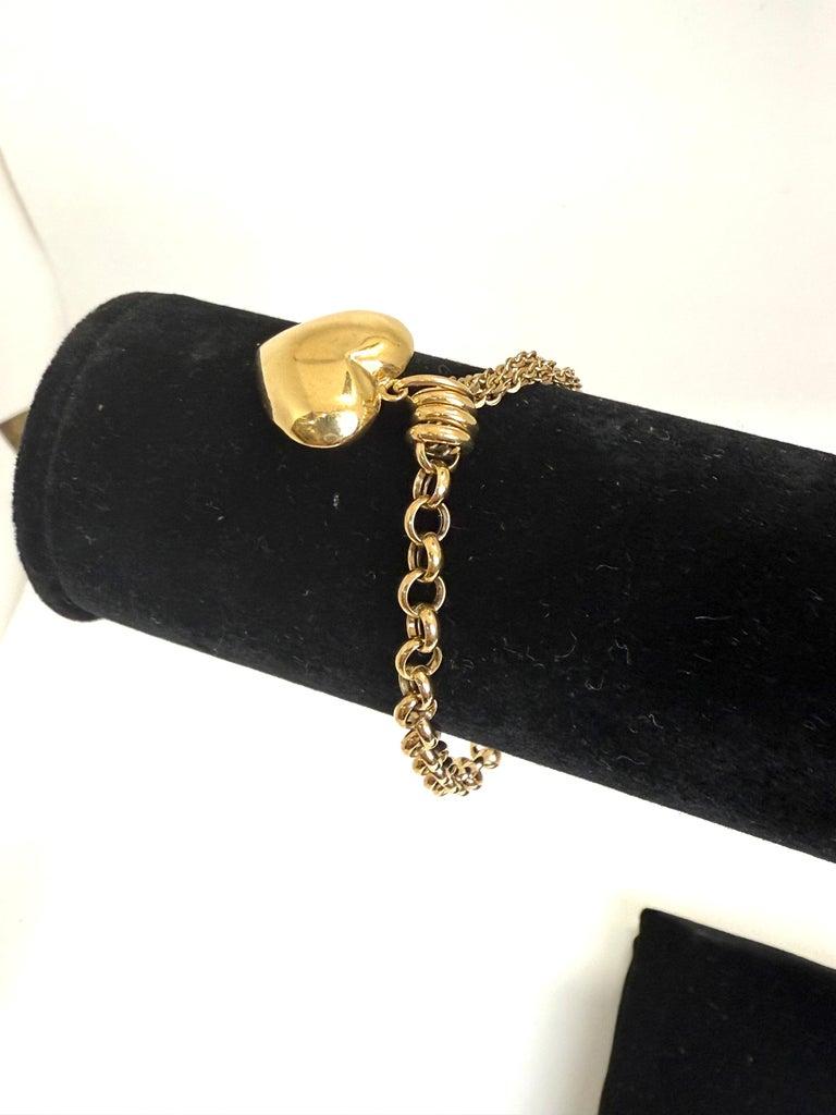 Tiffany Style 18K Gold Heart Charm Bracelet For Sale 2