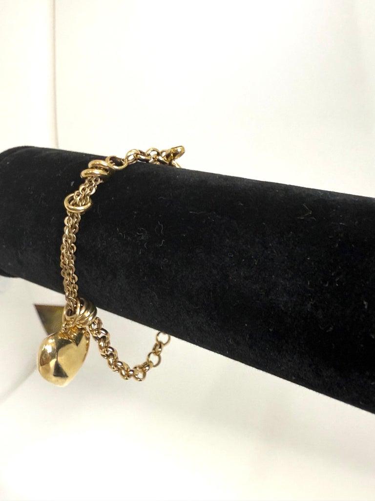 Tiffany Style 18K Gold Heart Charm Bracelet For Sale 3