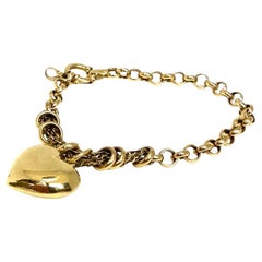 Tiffany Style 18K Gold Heart Charm Bracelet