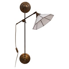 Tiffany-Stil verstellbar Messing Wandleuchte 1960s