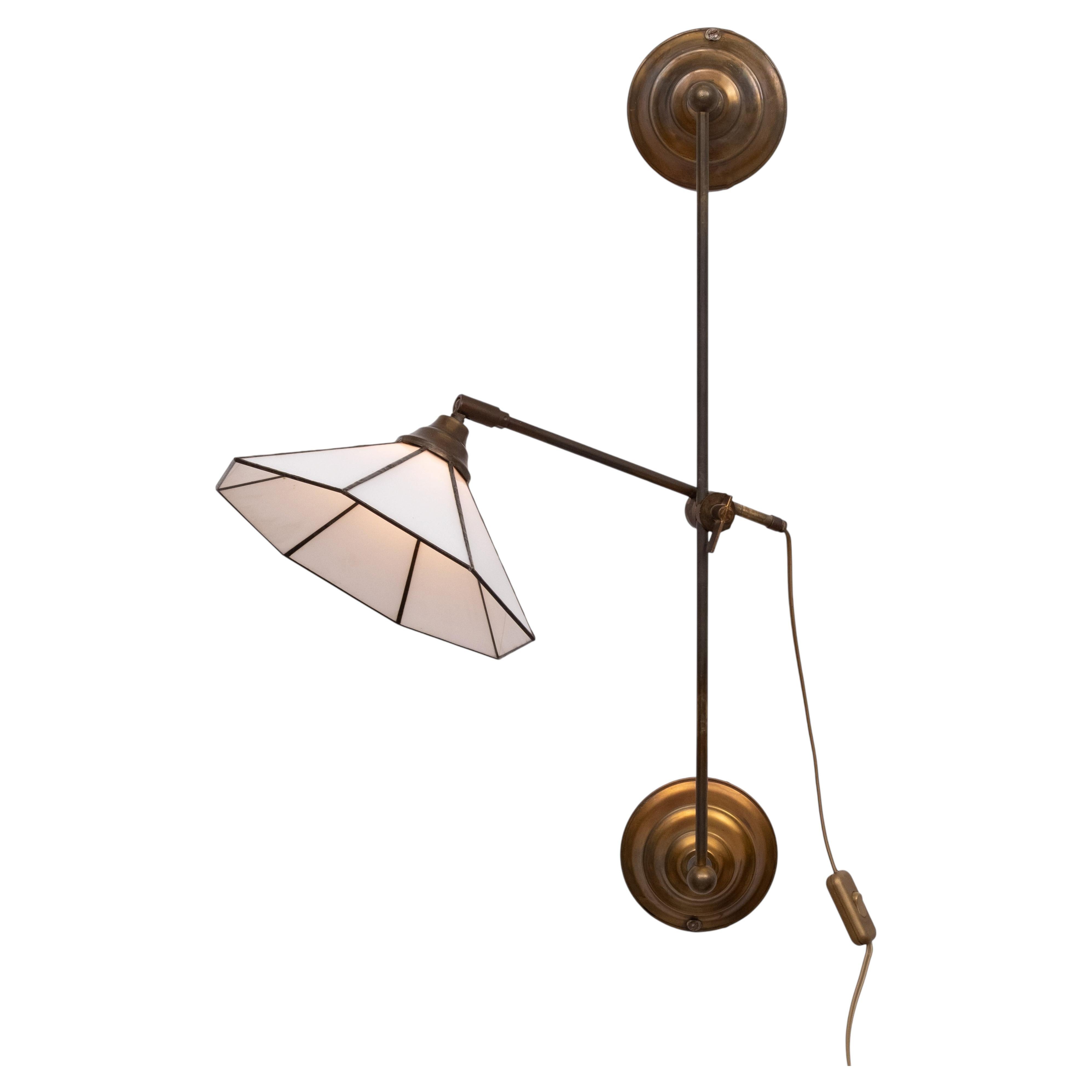 Tiffany style adjustable Brass Wall lamp 1960s