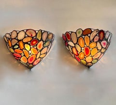 Tiffany Style Agate Wall Lamps Semi Precious Stone Wall Sconces Handcrafted Lamp