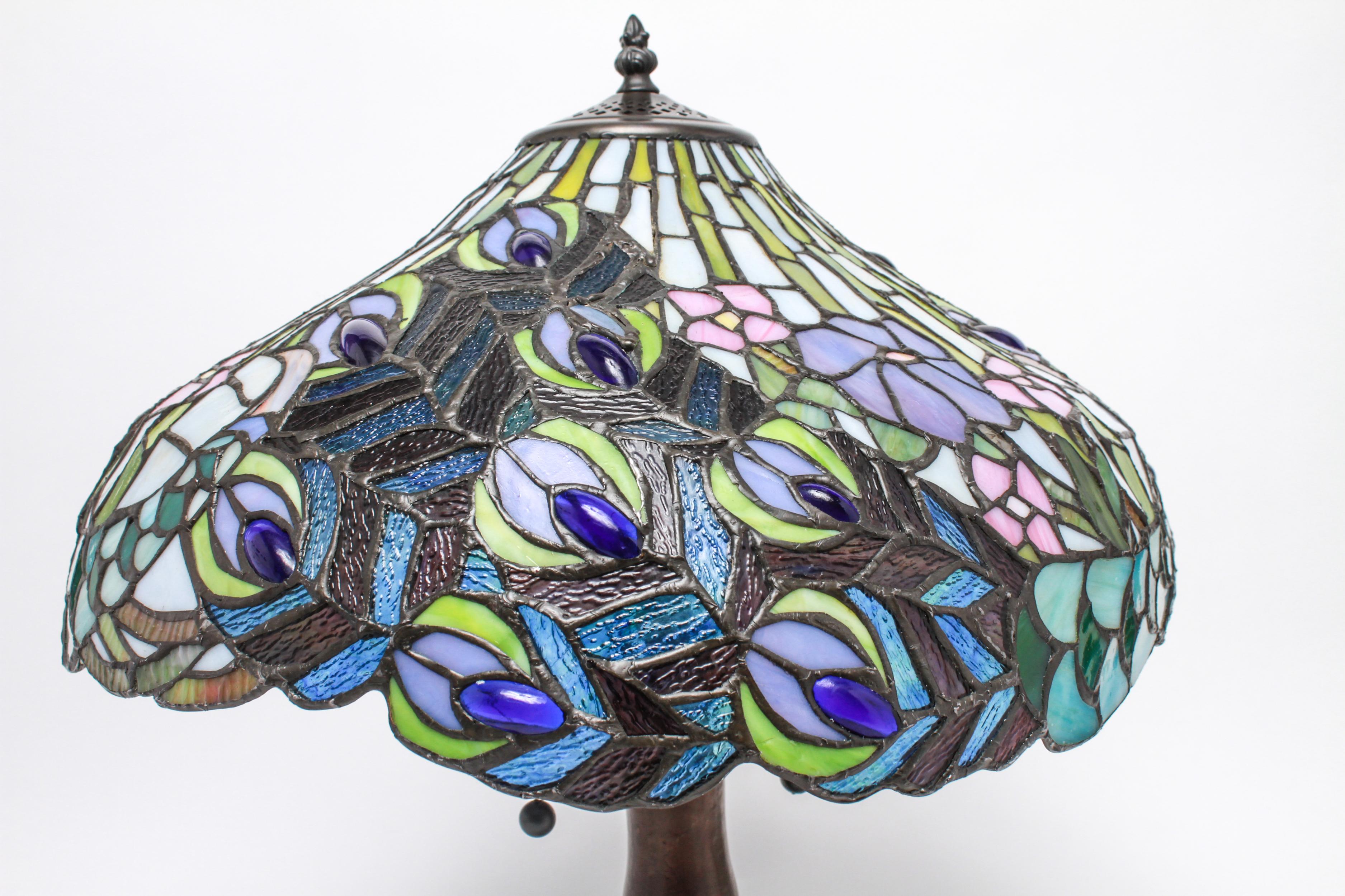 peacock stained glass lamp