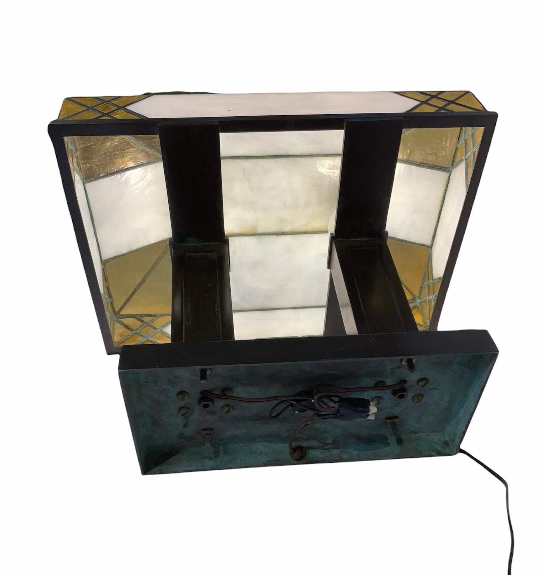 Tiffany Style Art Deco Stained Glass Rectangular Desk/Table Lamp 3