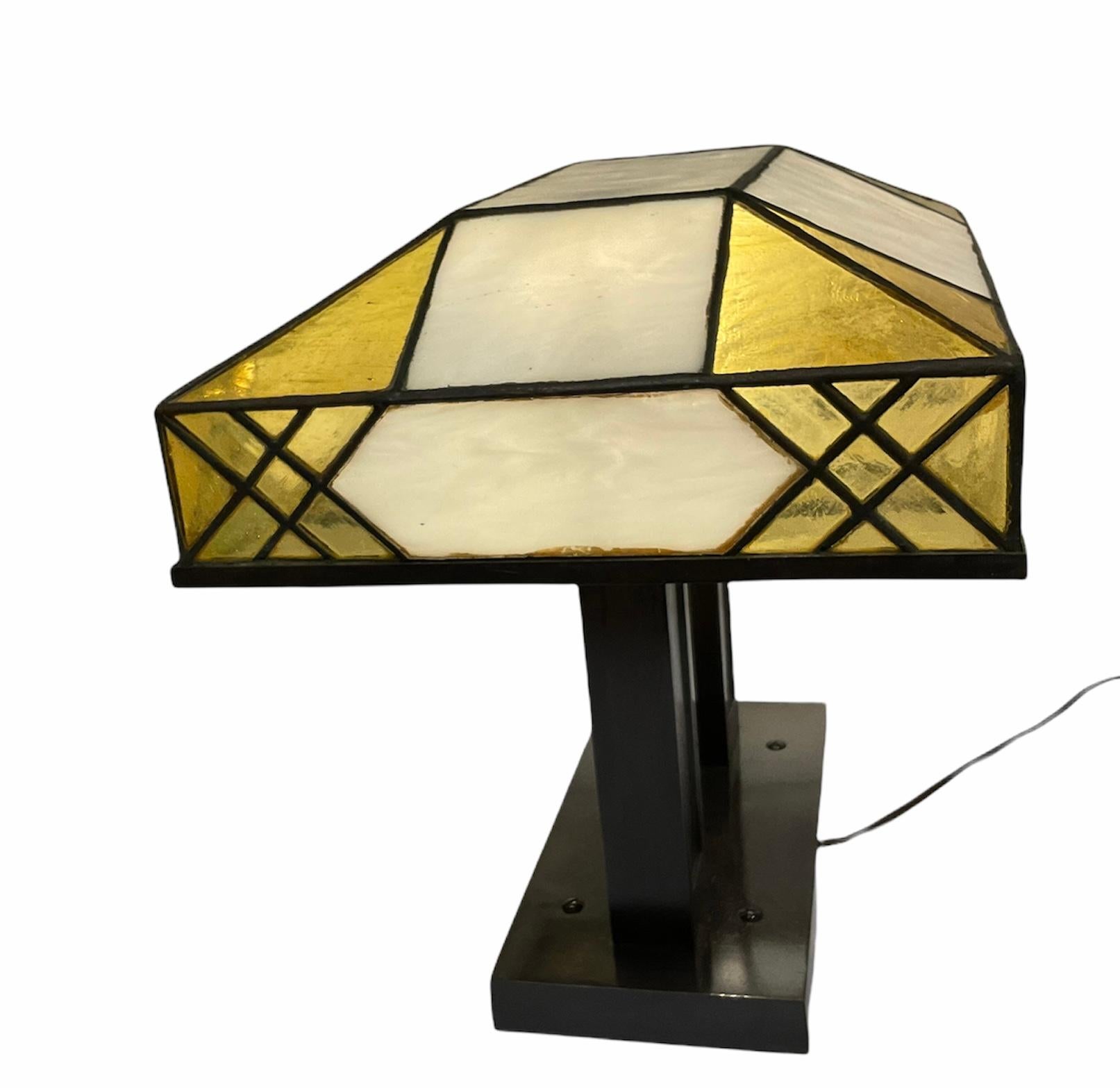 Tiffany Style Art Deco Stained Glass Rectangular Desk/Table Lamp 4