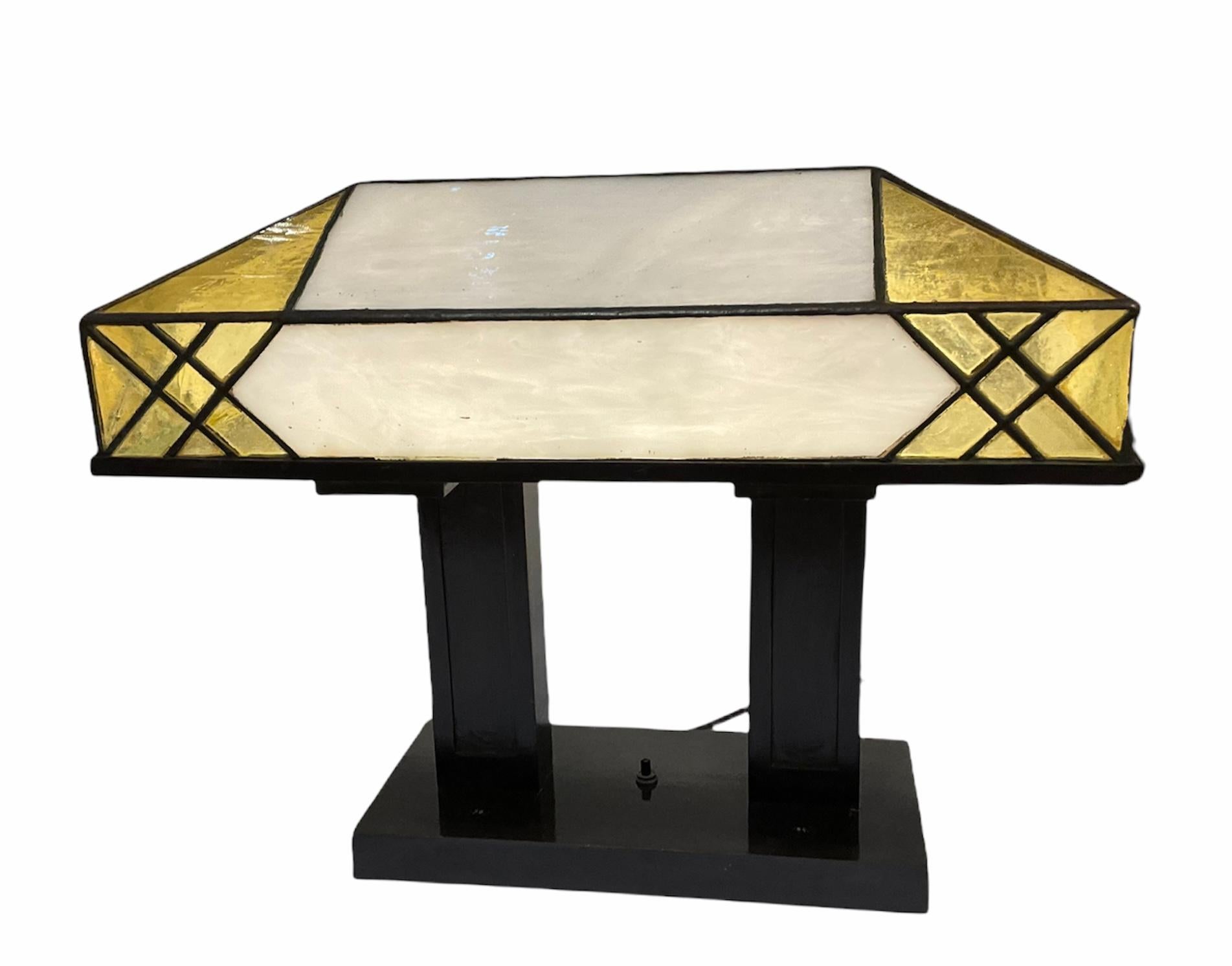 Tiffany Style Art Deco Stained Glass Rectangular Desk/Table Lamp 5