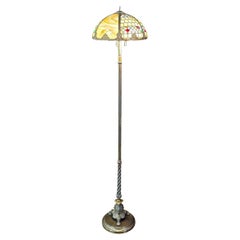 Tiffany Style Art Nouveau Style Floor Lamp w/ Slag Glass Shade