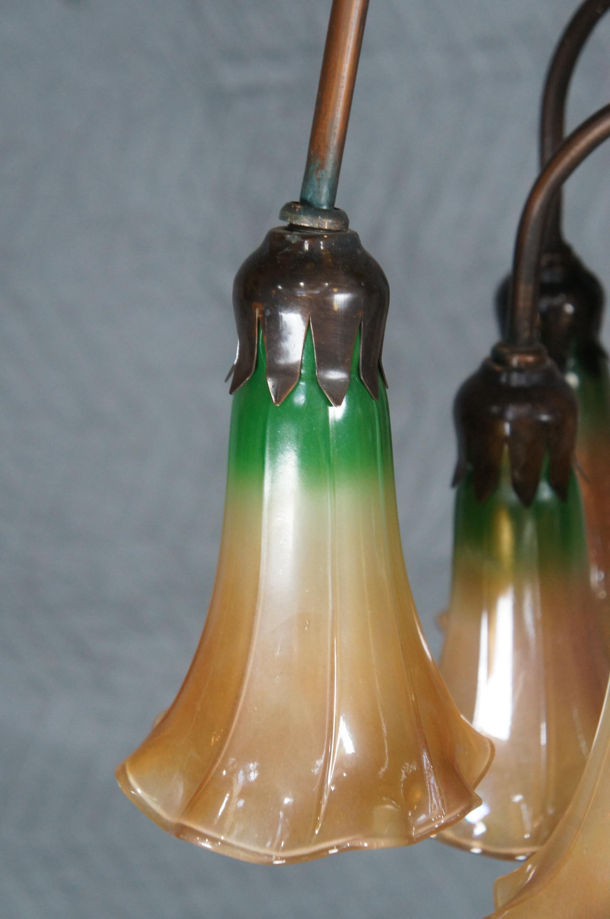 Tiffany Style Bronze Art Nouveau 12 Arm Lily Pad Tulip Floor lamp 54