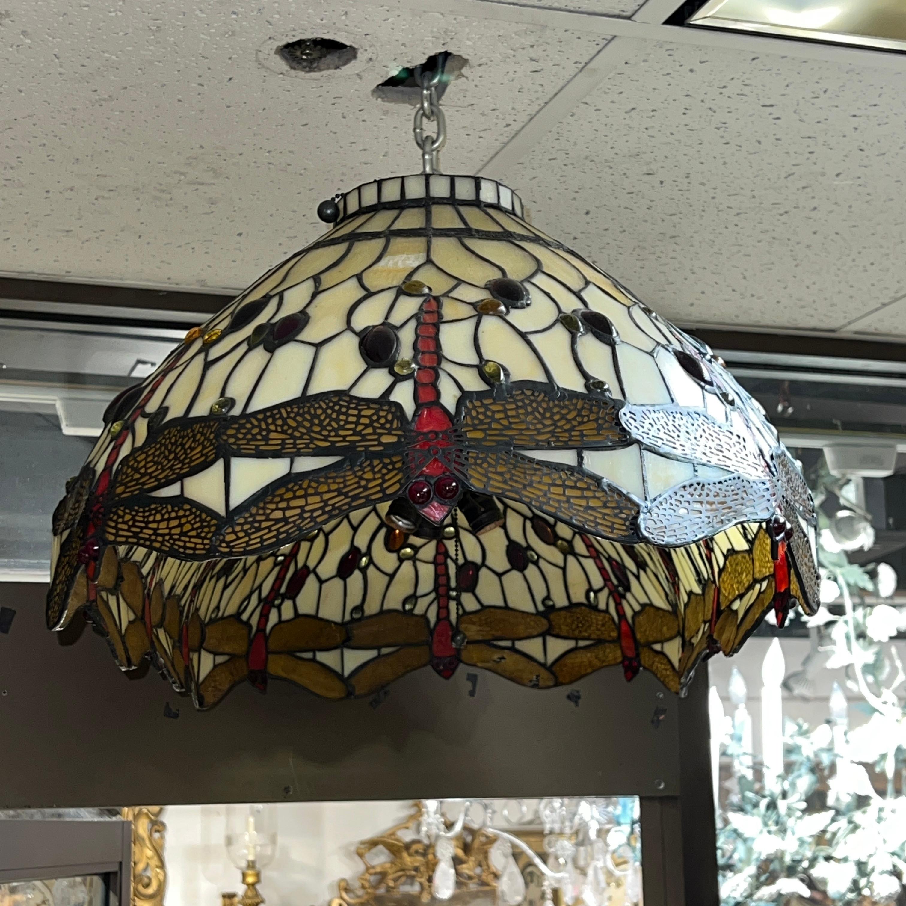 Ciondolo a forma di libellula in vetro colorato in stile Tiffany in vendita 3