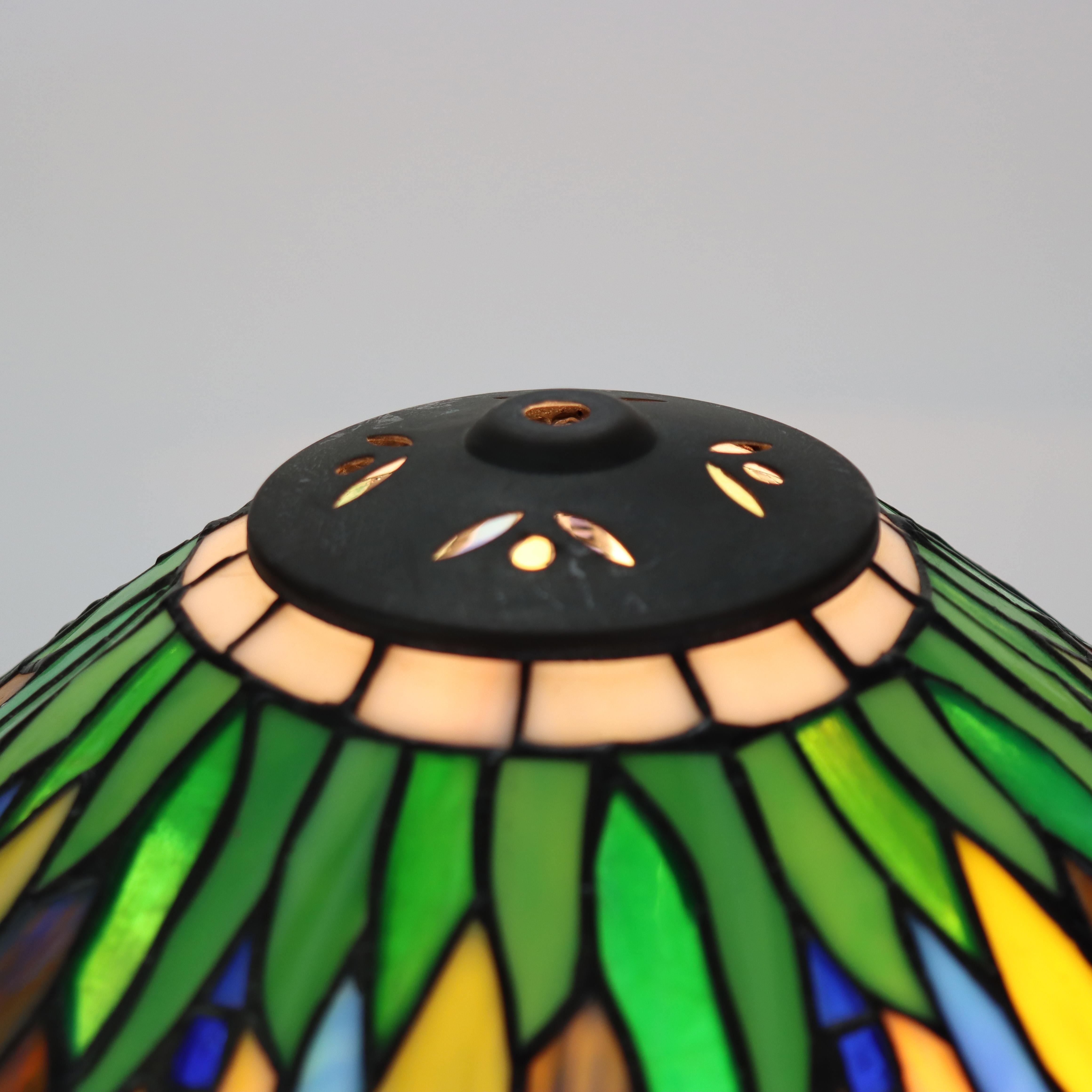 Tiffany Style Leaded Glass Table Lamp with Dragonfly Pattern 20thC For Sale 3