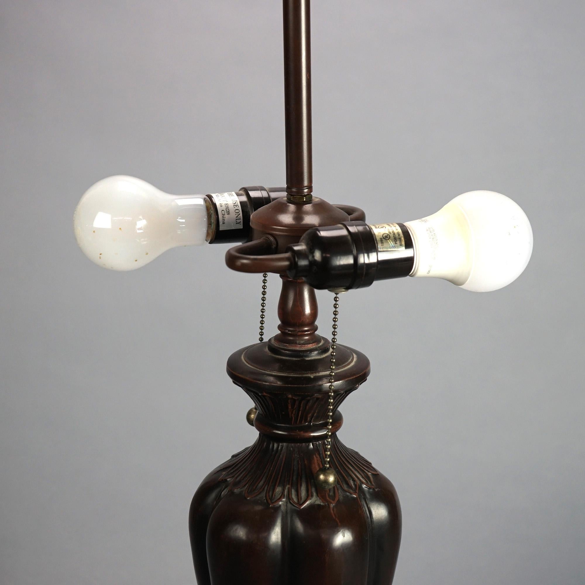 Tiffany Style Leaded Stained Glass Lamp with Floral Pattern 20thC 1