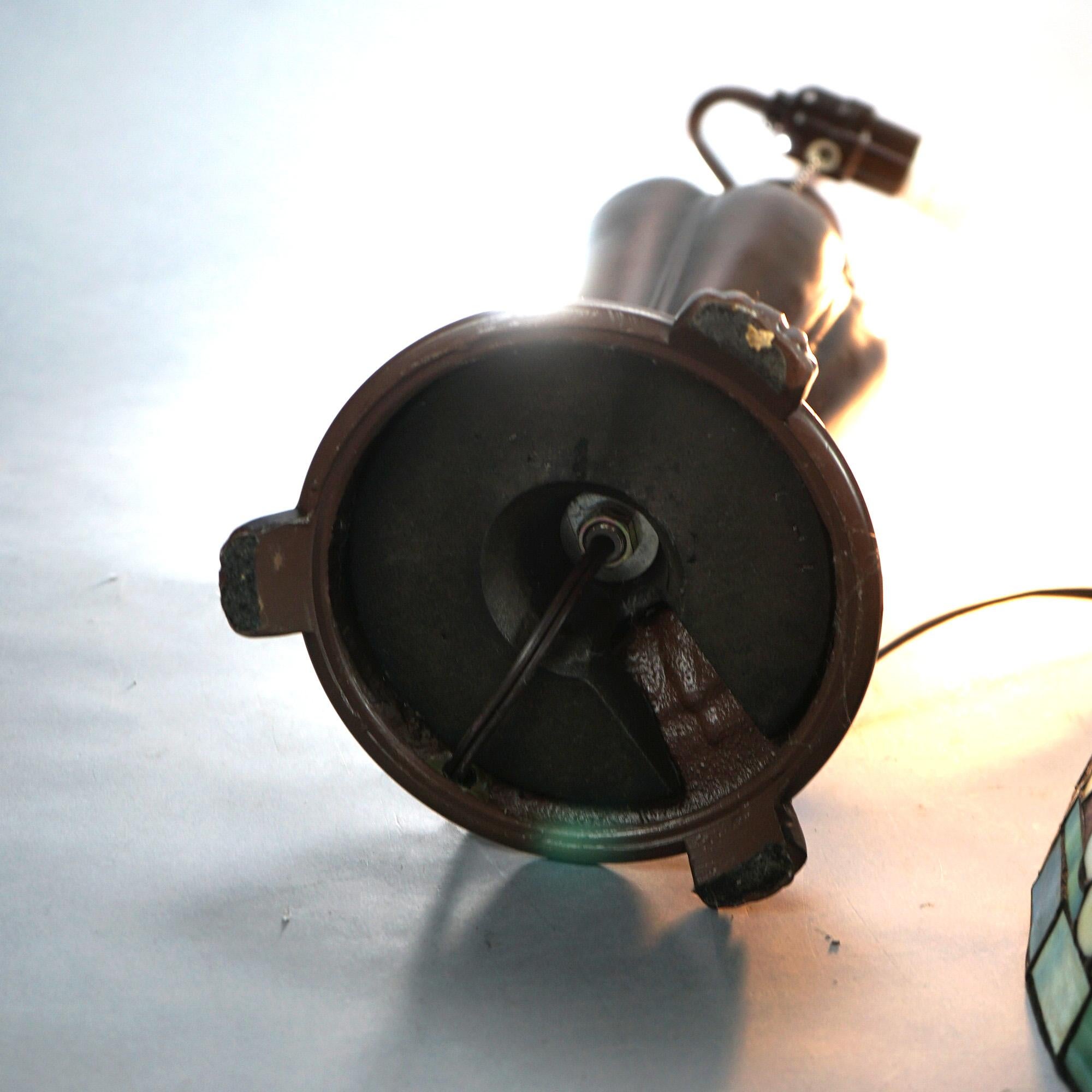 Tiffany Style Leaded Stained Glass Lamp with Floral Pattern 20thC 3