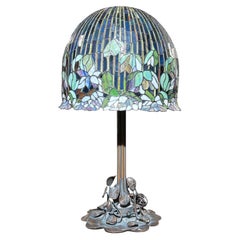Tiffany Style Lotus Flower and Lily Leaded Glass Table Lamp