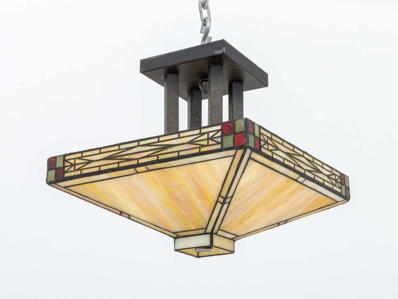 Lámpara de techo de cristal de escoria estilo Tiffany Metal en venta