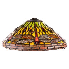Vintage Tiffany Style Stained-Glass Dragonfly Lamp Shade 