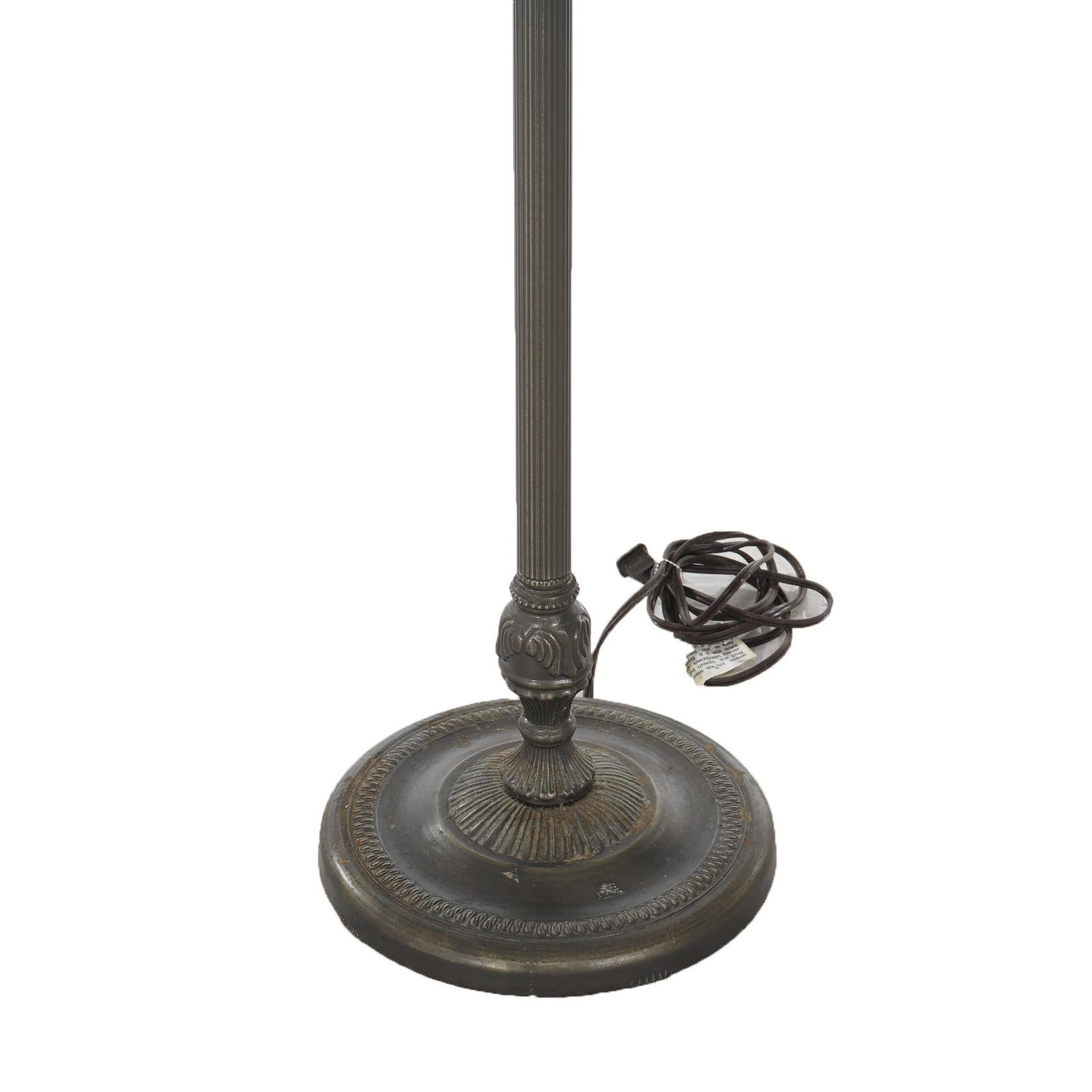 Tiffany Style Stained Glass Floor Lamp with Flower & Hummingbird 20thC 5