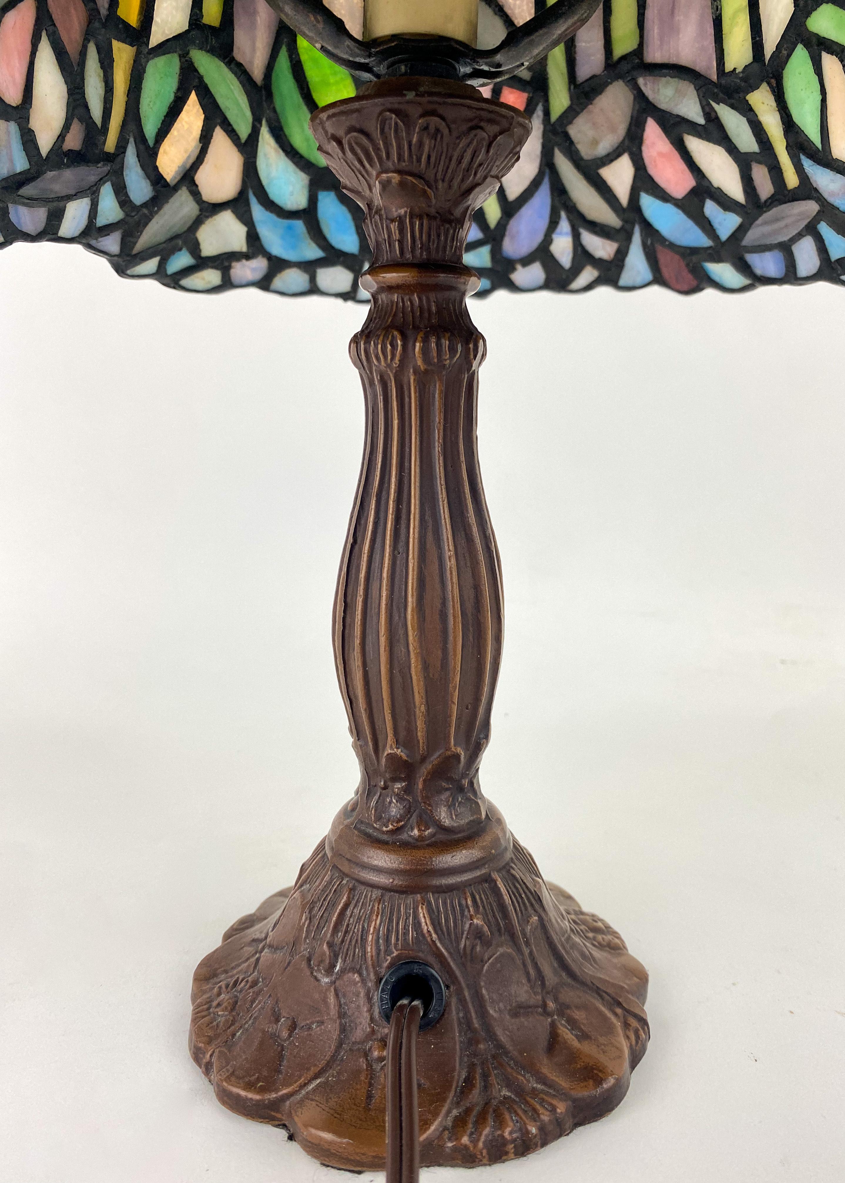 20th Century Tiffany Style Stained Glass Small Table Lamp